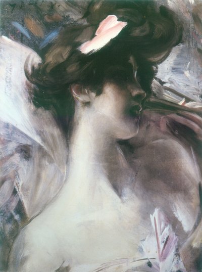 Testa di giovane su fondo rosa - Giovanni Boldini